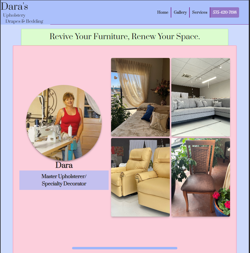 Dara's Upholstery website